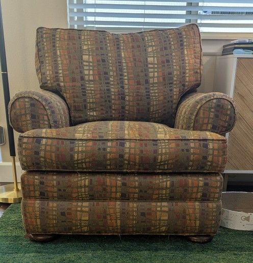 Two Thomasville Club Chairs And Ottoman