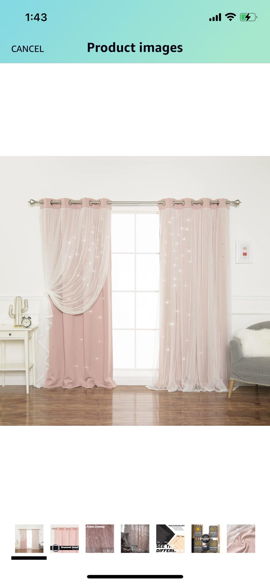 Light Pink Starry Curtains 96”