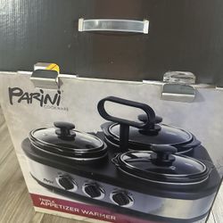 PARINI Appetizer Warmer Three 1 qt Pots Individual Temperature Control Stainless