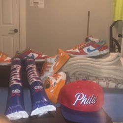 Lebron Fruity Pebbles 9  , Adidas Forum Low M&M 9 1/2 , Habenaro Nike Dunks 10 Philadelphia 76ers Snap Back And Bam Bams