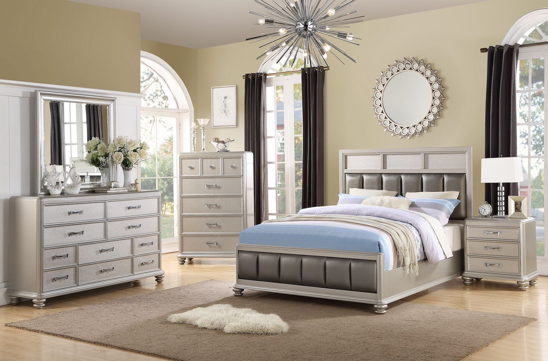 Queen size bedroom set (q.bed, dresser, nightstand, mirror)ππ¦π
