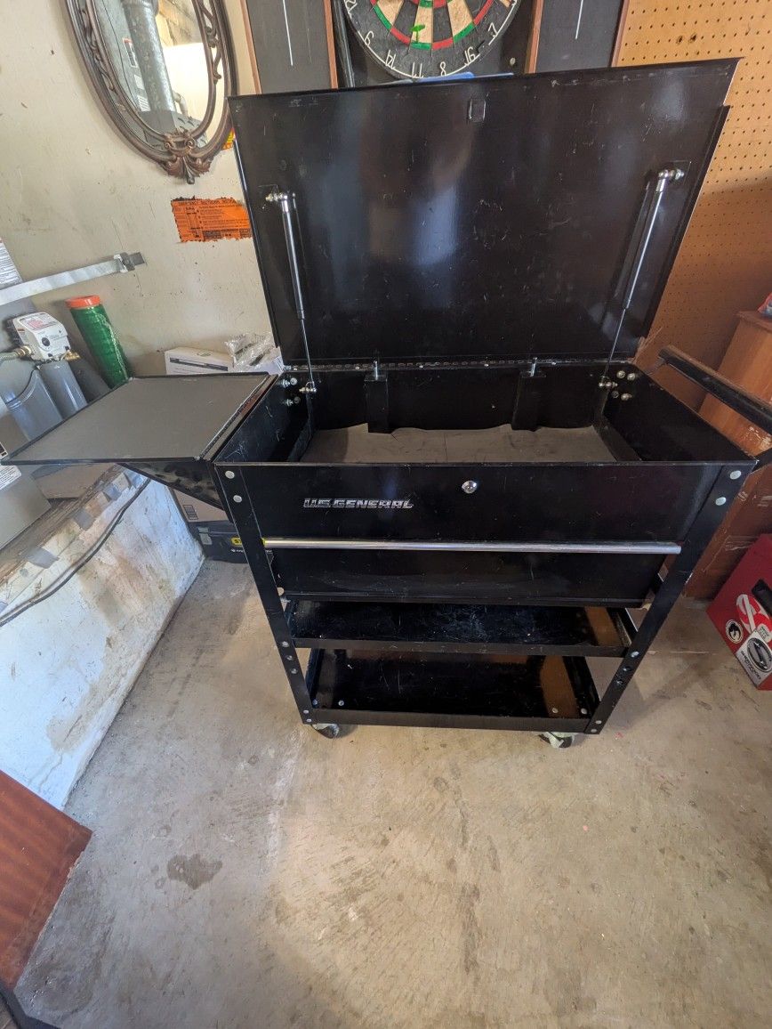 U.S. General 26β 1-Drawer Black Tool Cart β Heavy-Duty Rolling Storage