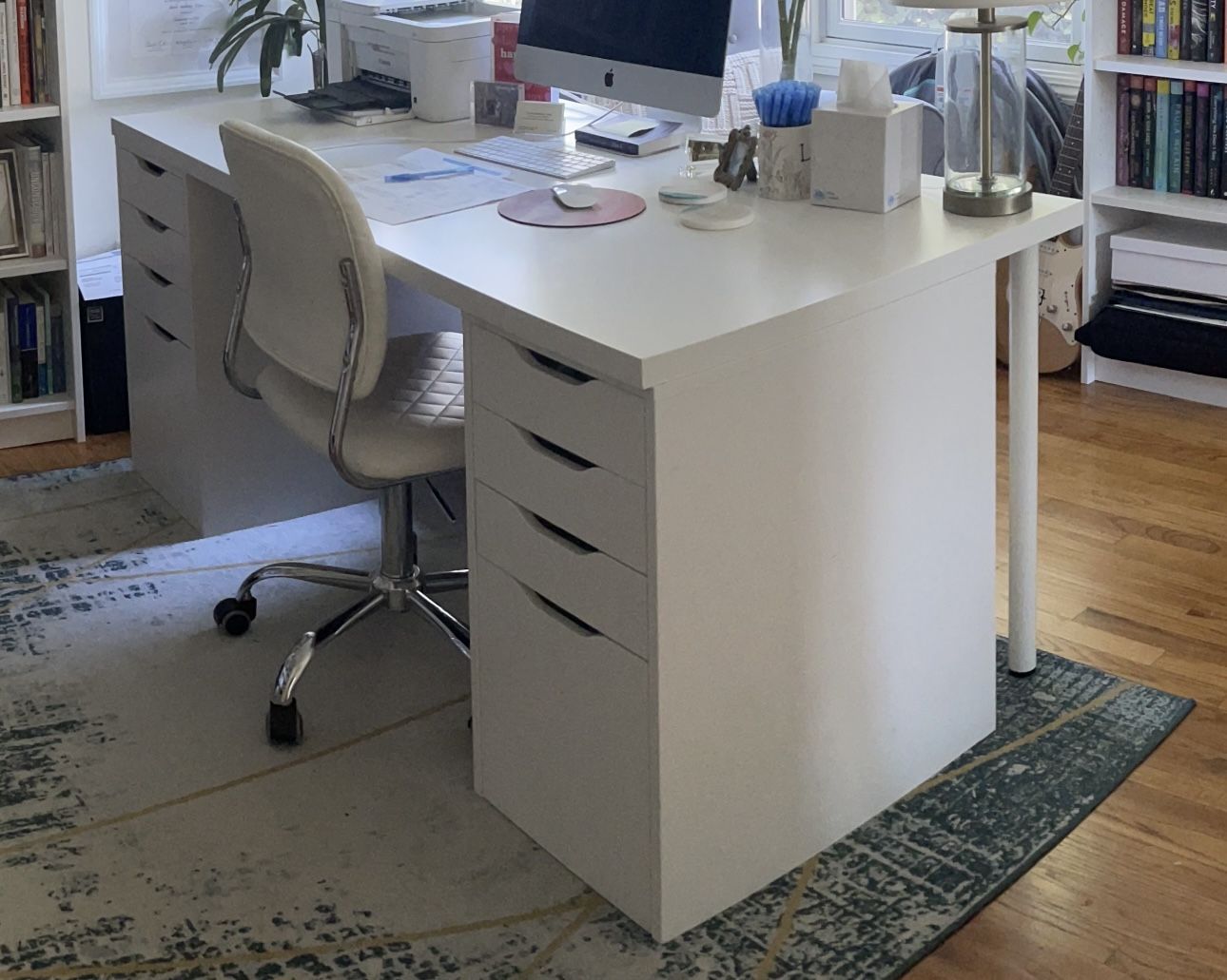 IKEA Lagkapten Desk Tabletop / Alex File Storage Drawers / Adils Leg Posts