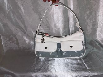 NEW Juicy Couture Pack It Up Shoulder Bag – Light Washed Denim/White