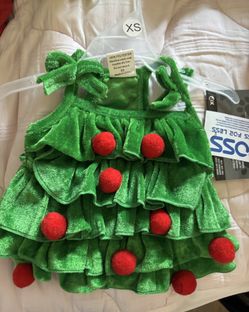XS Christmas Tree Dog Dress