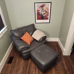 Cozy Gray Armchair With Matching Ottoman 