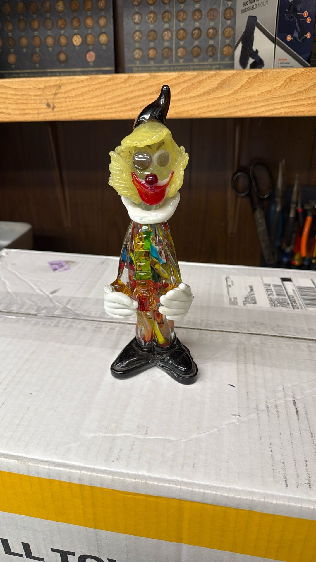 Vintage Art Deco Clown Glass Statue