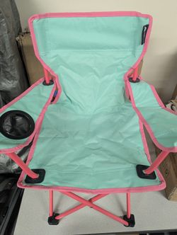 Ozark Trail Kids' Portable Folding Chair – Mint Green with Pink Accents