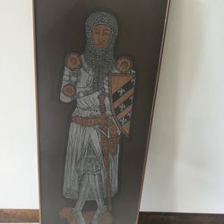Large Framed Brass Rubbing Of Knight Sir William Fritzealph