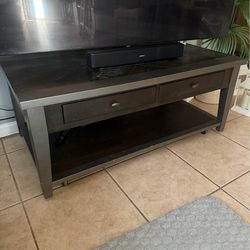 Wooden TV Stand On Wheels