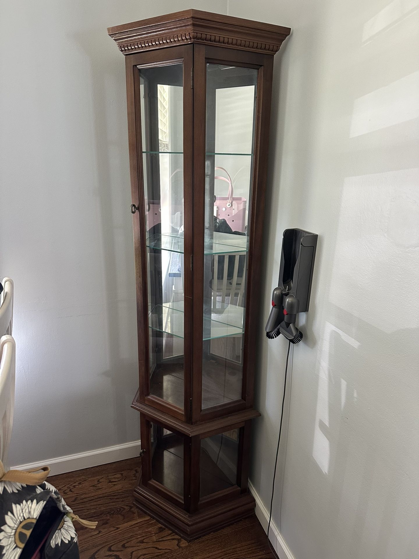 Antique Hutch Cabinet Case Lighted