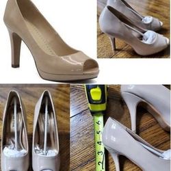 Brand new Dream Pairs nude beige open toe stiletto pump heels Dress Shoes 6 (fit like 5-1/2)