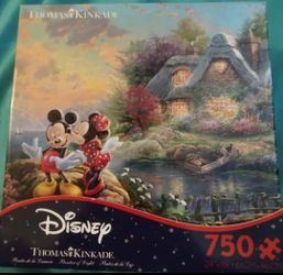 Thomas Kinkade Mickey & Minnie 750 Piece Puzzle, NEW & sealed