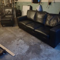 Black Leather Couch/Chair