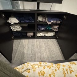 Dark Wood Storage Cabinet / TV Console – $25