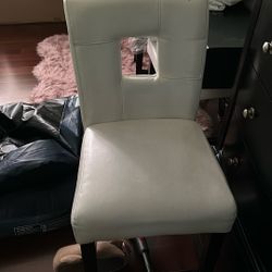 Bar Height Leather Chair White 
