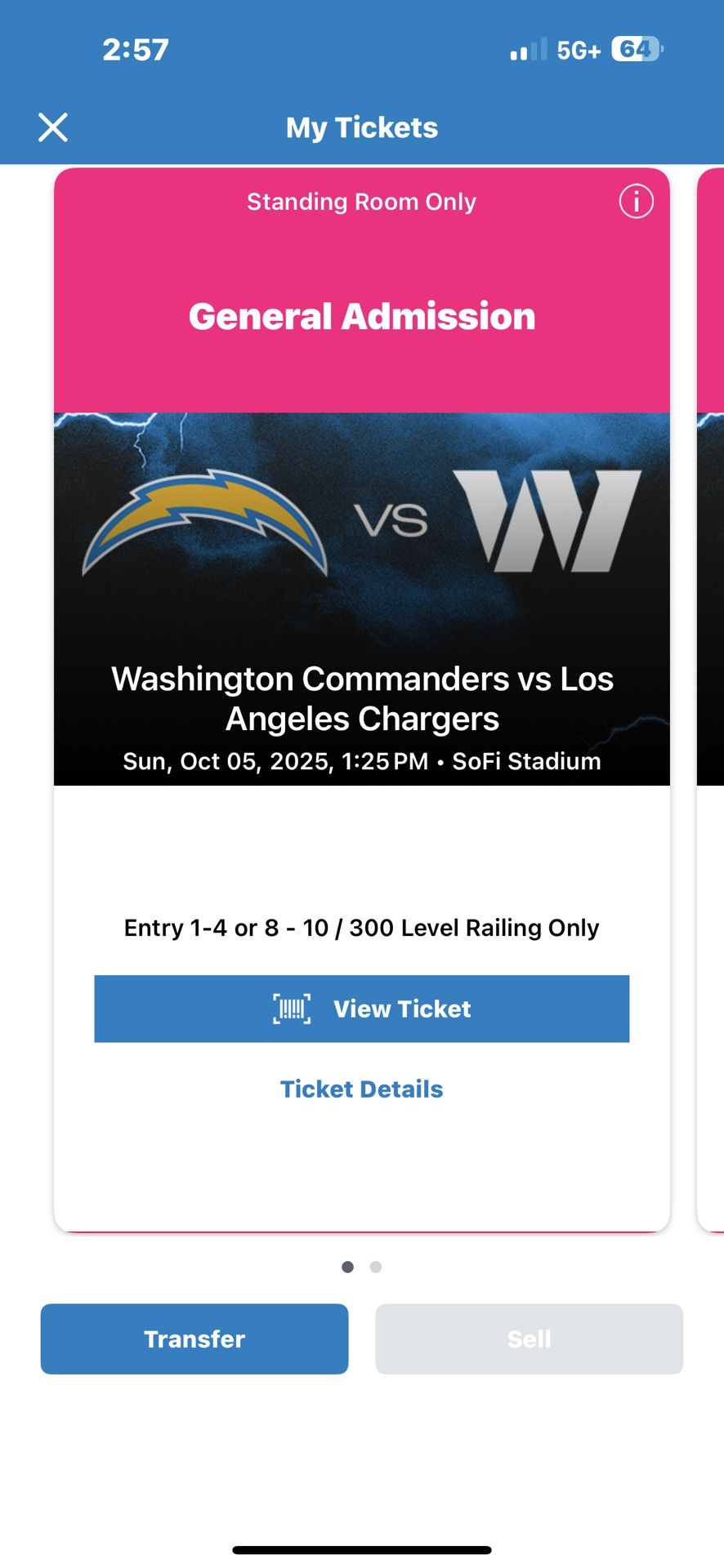 Chargers Vs Washington Tickets