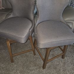 Baxton Studio
Baxton Modern Swivel Barstool Set - Elegant Grey Upholstered Comfort with Dark Walnut Finish, 2-Piece set