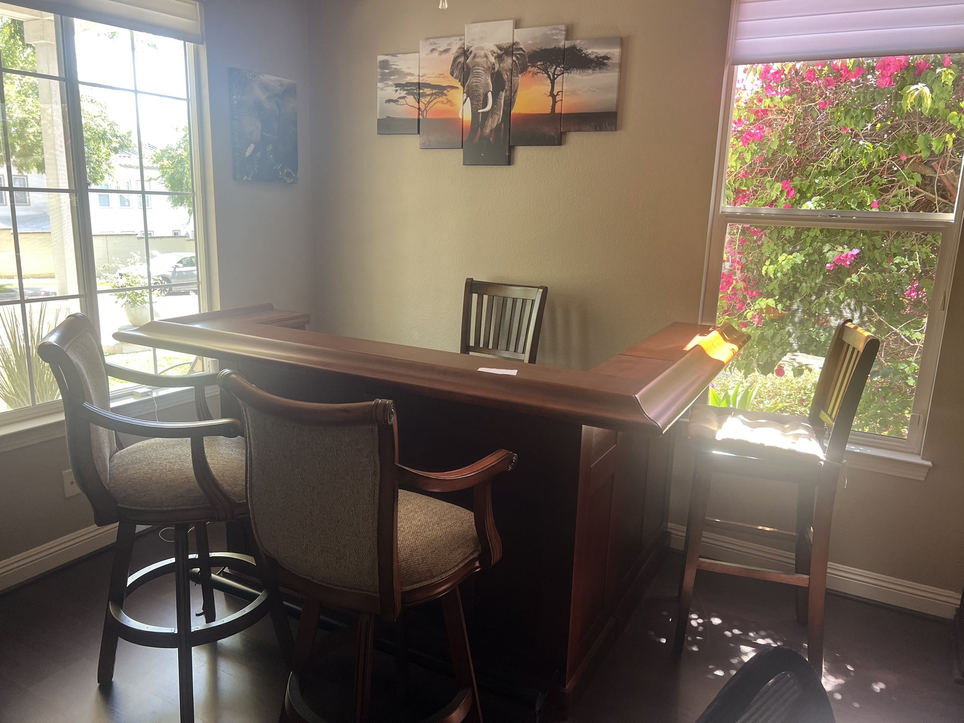 Home Bar + 4 Bar Stools – $200 (Great Deal!)
