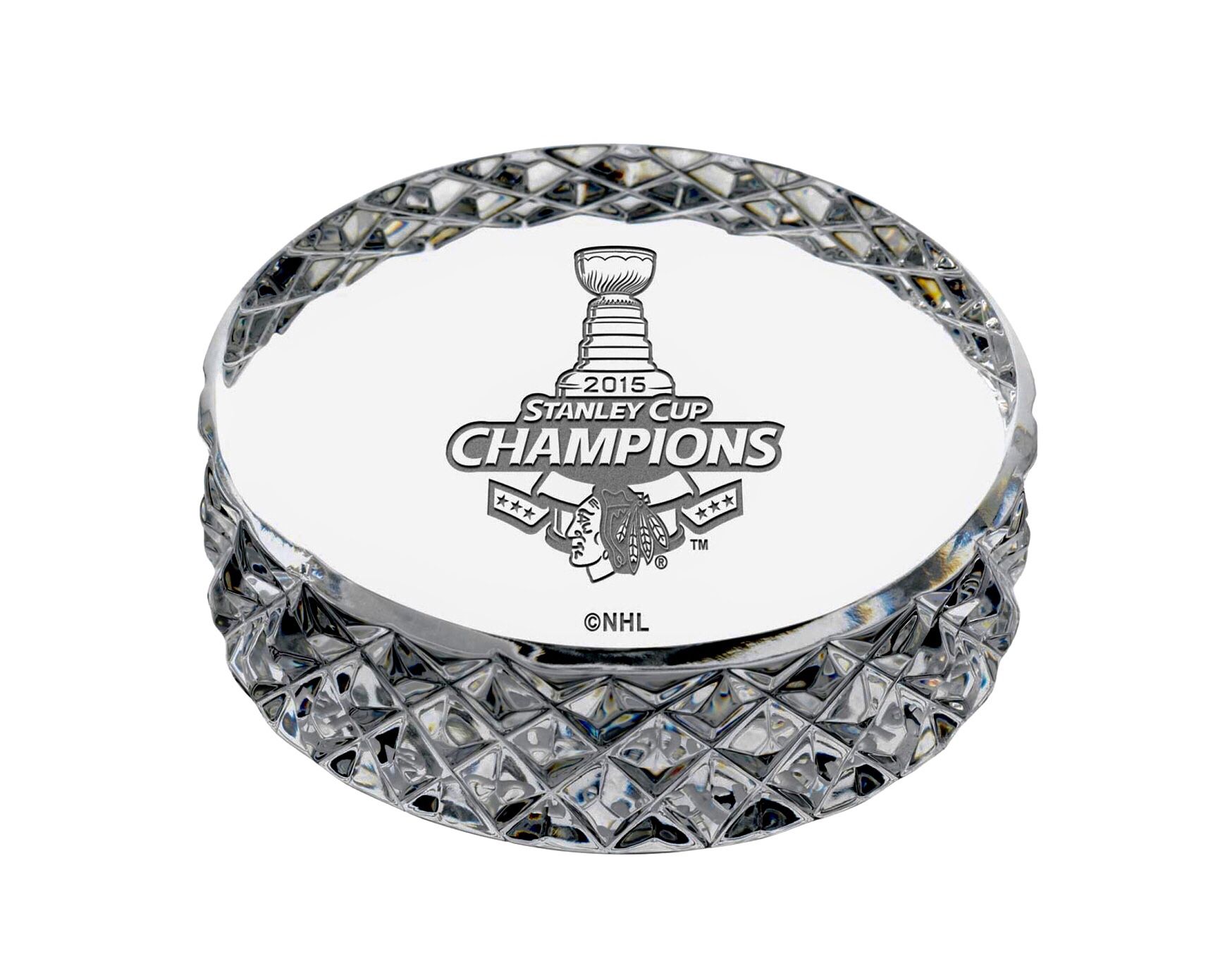“2015 Stanley Cup Winner”  Hockey Crystal Puck