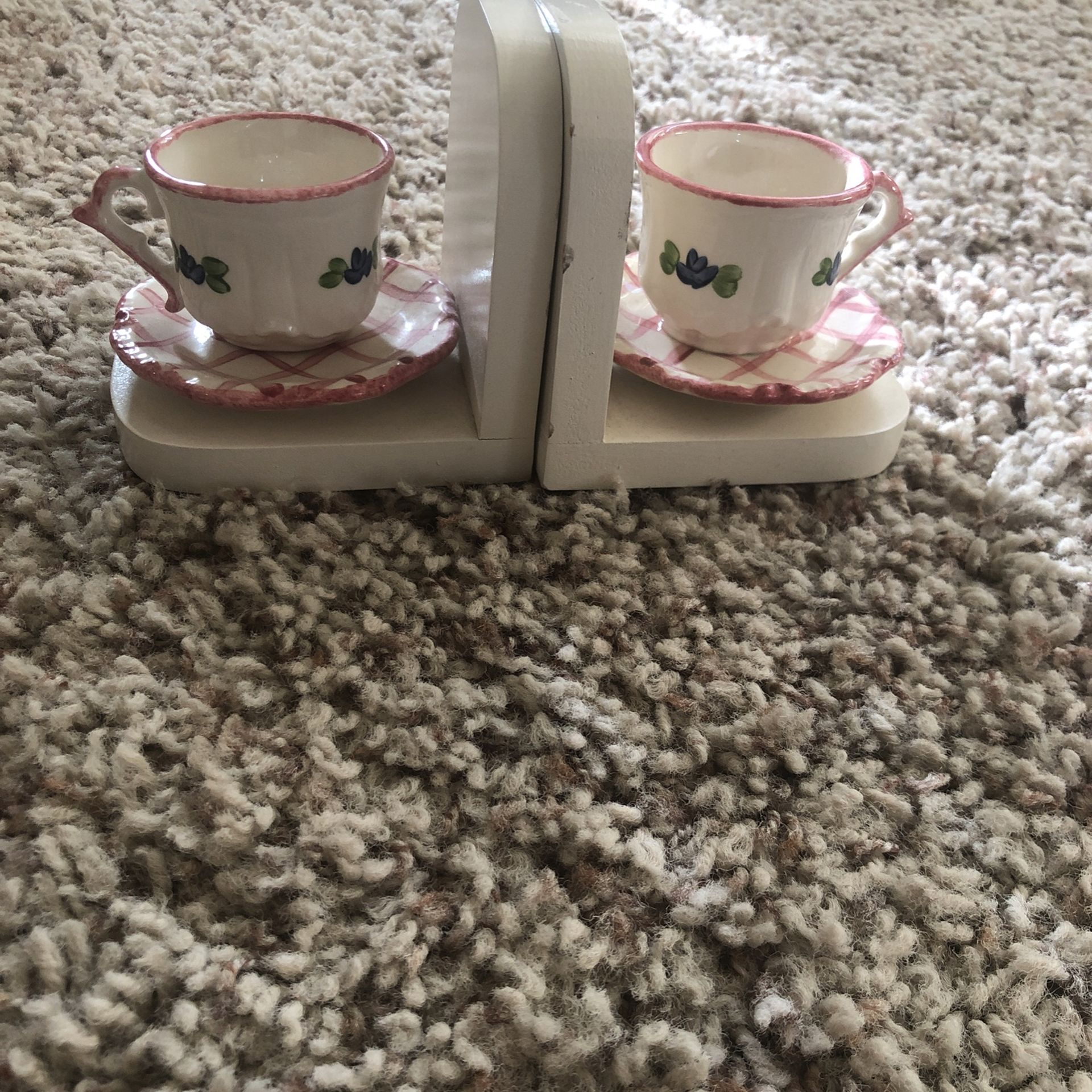 Tea Cup Ceramic Tiny Book Ends Or Decor