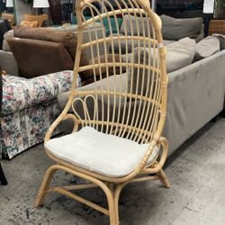 Wicker Rattan Cocoon Chair With Cushion 