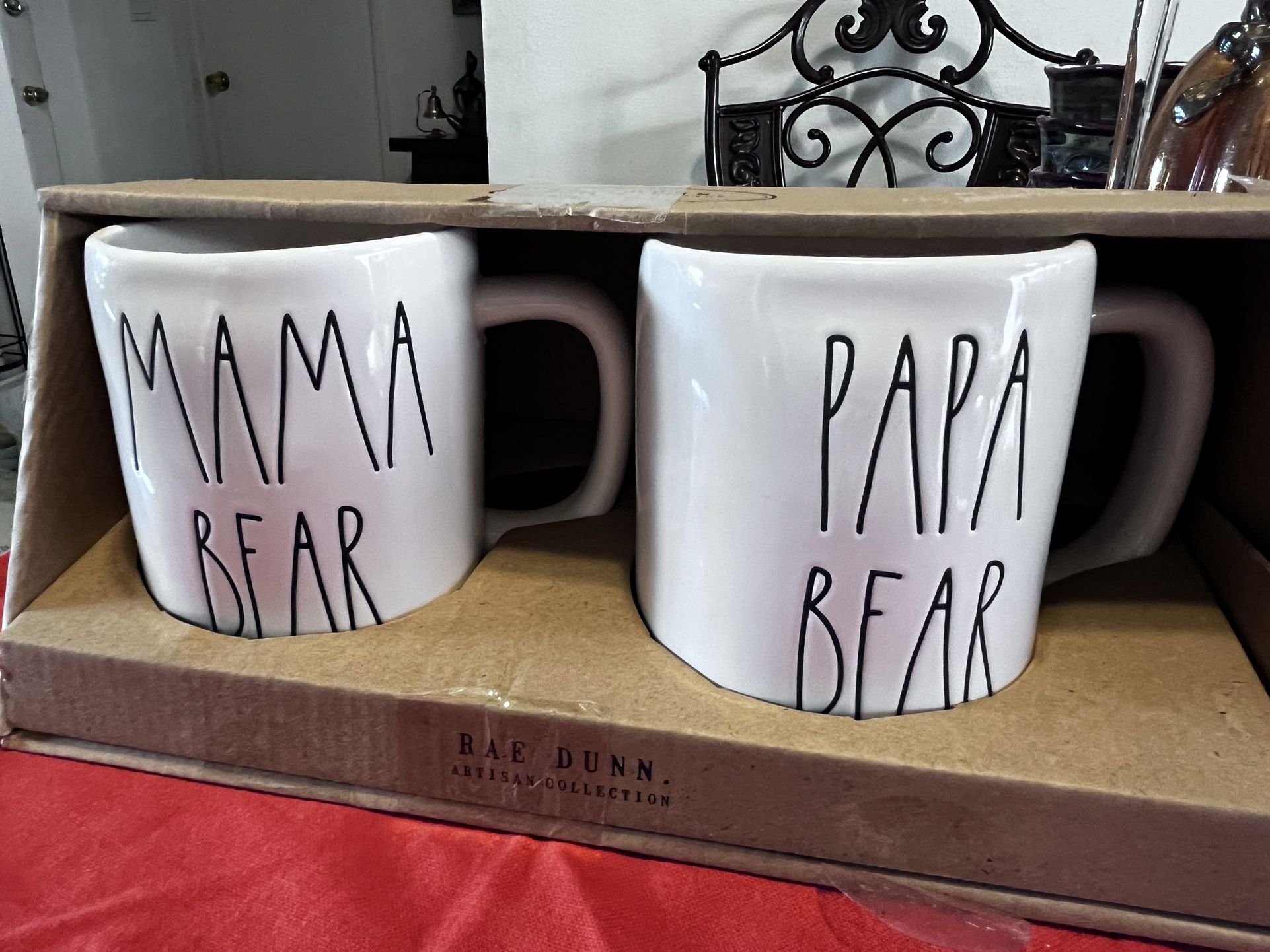 Rae Dunn Large Capacity Mama Bear Papa Bear White  Coffee/ Tea Mug