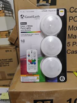 Good earth lighting 3 pack in _ battery led under cabinet puk light white remote