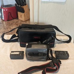 Vintage JVC Compact VHS Tape Camcorder with Batteries and Carry Bag
