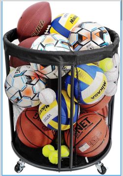 Sports Ball Storage Cart Holder Bin with Wheels
