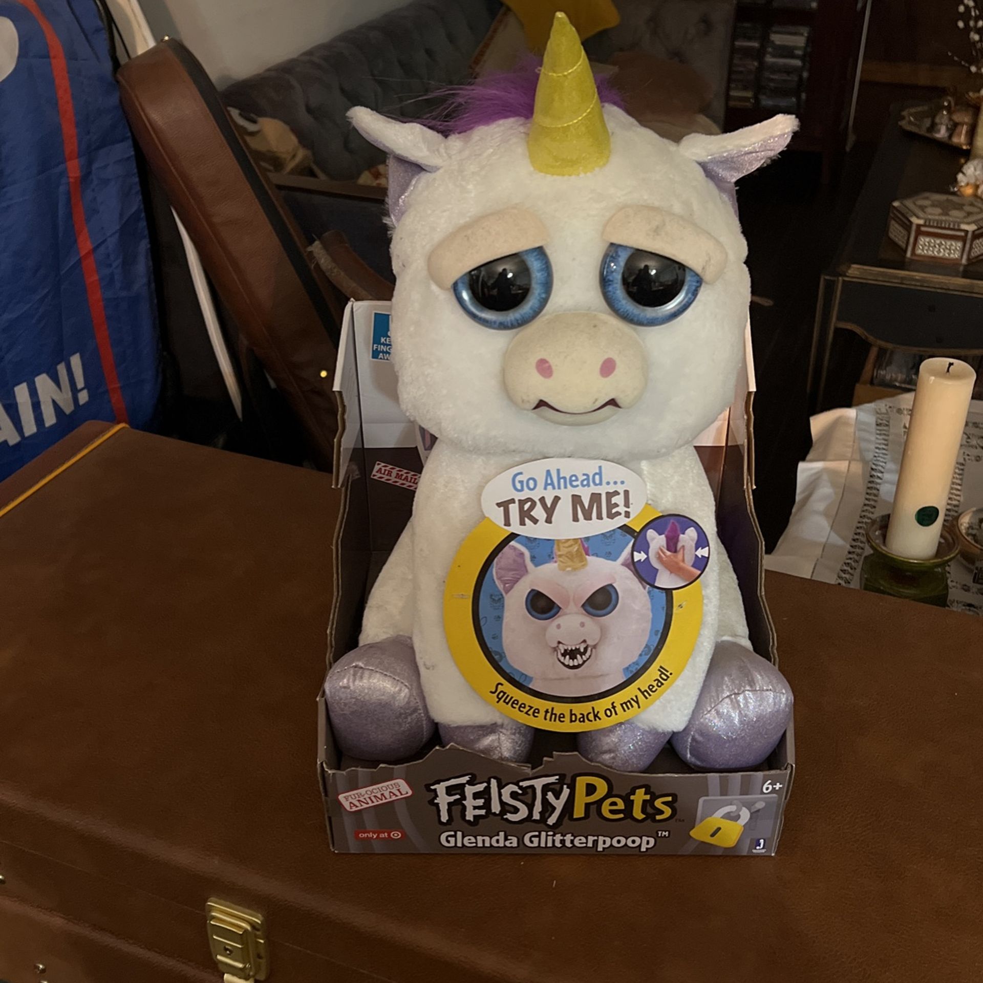 Feisty Pets Large Glenda Glitterpoop Plush Unicorn New