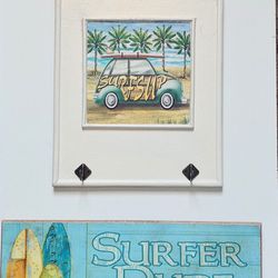 Surfer Dude And Coat Or Hat Board Wall Decor For Home Office Or Camper 