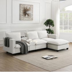 New White sectional sofa with night light