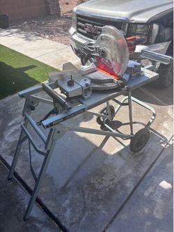 RIDGID 12" Compound Miter Saw with Rolling Mobile Stand & Diablo Blade