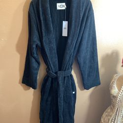 UGG Womens Black Plush Terry Robe M/L NWT