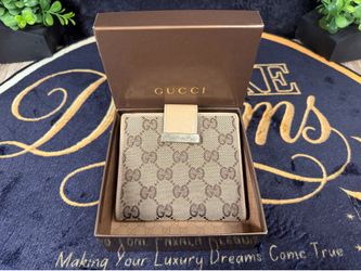 Gucci Monogram Tan Wallet with COA