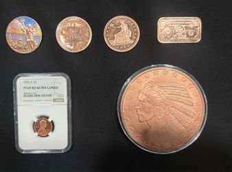 Copper Lot NGC Penny Libertad, bitcoin, seated liberty and  Indian 9 oz total