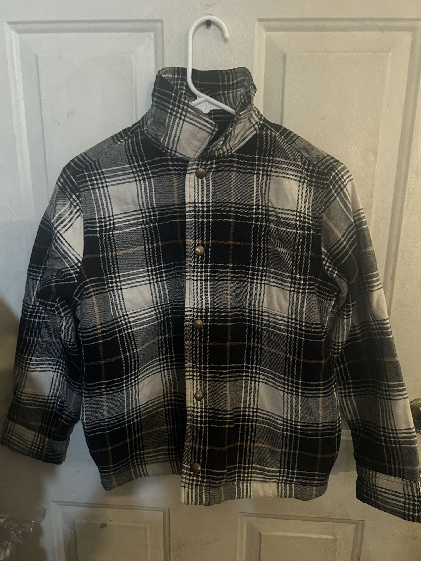 Soft-Brushed Flannel Sherpa-Lined Shacket for Boys L 10/12