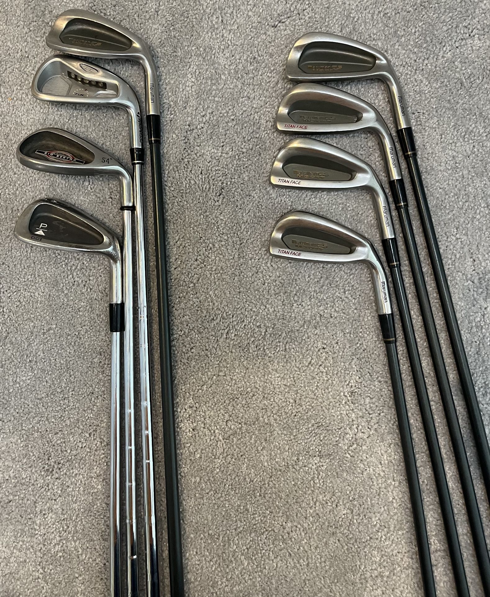 Maruman CS301T 38 Iron Set, Taylormade 7iron, Callaway Sand Wedge, Titleist Pitching Wedge