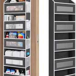 Over the Door Organizer Storage, 5 Shelf Hanging Organizer with 5 Large Capacity Pockets, Anti Tilt 44 lb Load Behind Door Storage for Bedroom, Bathro