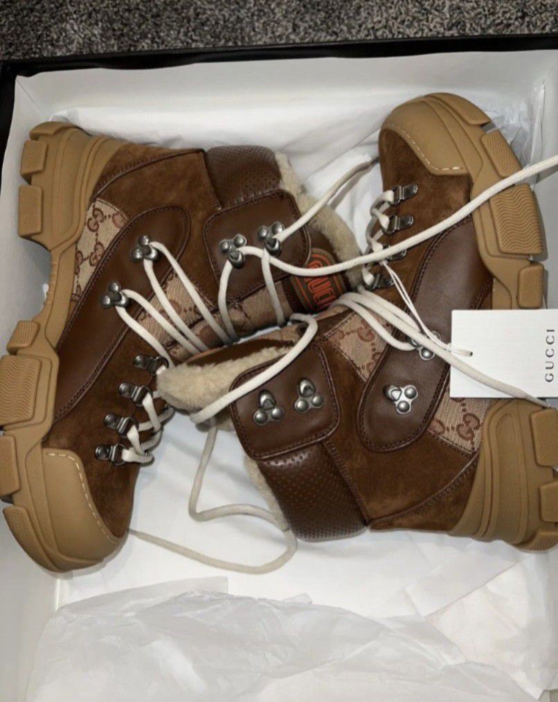 Gucci Canvas Hiking Boots With Box 