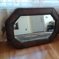 Heavy Decorative Wooden Mirror 38" x 26" 