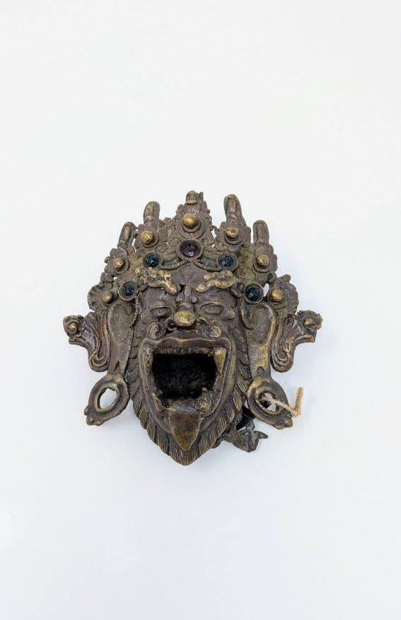 Antique Brass Tibetan Incense Burner: Mahakala