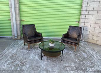 Leather Vintage Antique Mid Century Modern Chairs