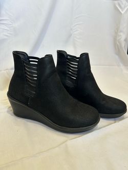 Black Wedge Chelsea Ankle Boots