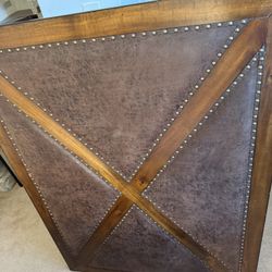 Coffee Table Solid Wood & Leather 