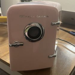 Mini pink frigidaire refrigerator with blue tooth speaker