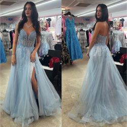 New With Tags Strapless Layered Tulle Long Formal Dress & Prom Dress $220