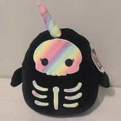 Rainbow Bufinda Skeleton Narwhal 12" Squishmallow 2021 Glow In The Dark NWT