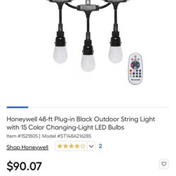 Honeywell 48 foot indoor outdoor waterproof color, changing LED string lights w/remote price Is Firm